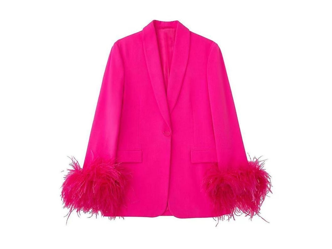 2026 chaqueta Informal de Trabalho para Escritório com Mangas Longas e Frente Aberta para Mulher Ihx XL Rosa Vermelha