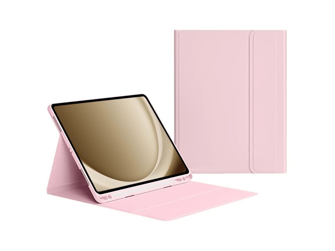 Capa Com Teclado Bluetooth Em Couro Compatível Com Ipad Air 4/5/6/7 10.9/11", Cor Rosa