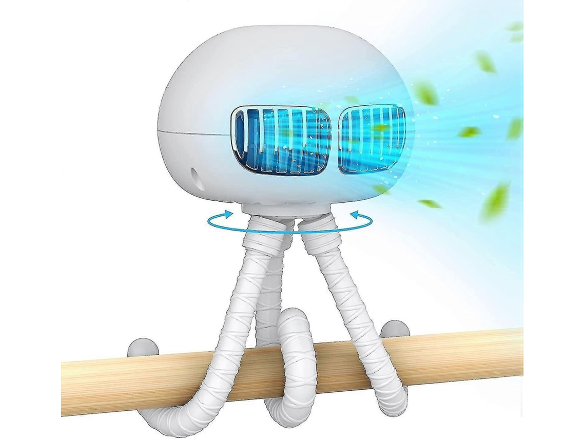 Ventilador Linq, transparente, 3 velocidades, luz led, suporte para smartphone