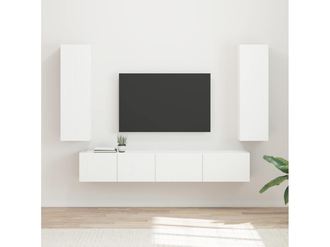 Vidaxl Conjunto De Móvel De Tv 3 Pcs Branco Madeira Processada