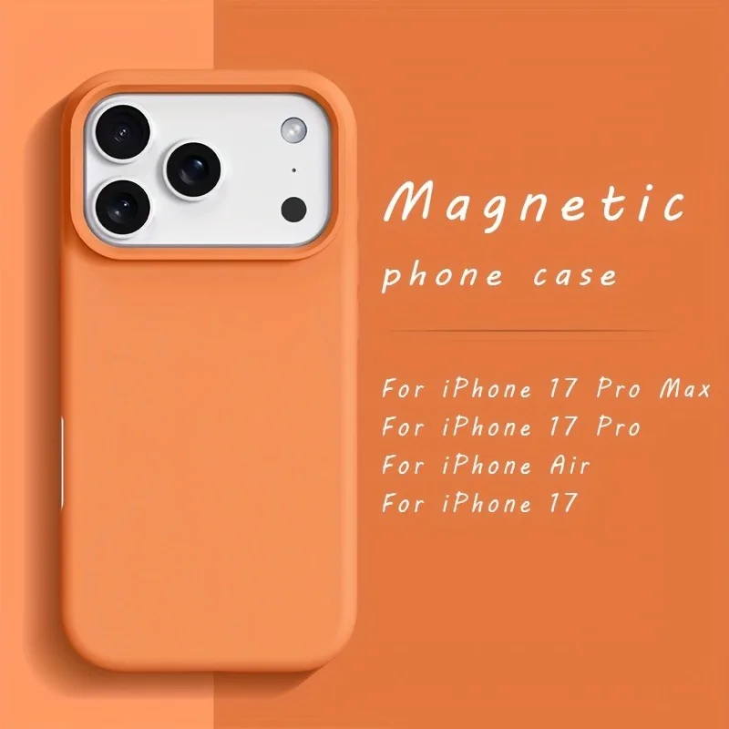 Capa Magsafe Para Iphone (iphone 14 Pro Max Laranja), Feita De Silicone Líquido.