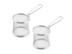 Cesta Para Fritar, 2 Peças Mini Cesta De Aço Inoxidável Para Batatas Fritas, Crivo De Alimentos Mini