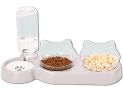 Conjunto 3 Em 1 De Comedouro E Bebedouro, Duplo Compartimento, Para Refeições E Hidratação Diária