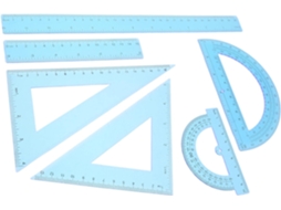 Conjunto de 6 réguas triangulares Sewacc para estudantes e decoração escolar, em plástico azul, ideais para mesas e outros ambientes.