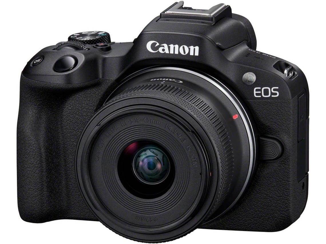 Kit Máquina Fotográfica CANON EOS R50 + RF-S 18-45MM PRETO (Encaixe: Canon RF - Abertura: F4.5-6.3)