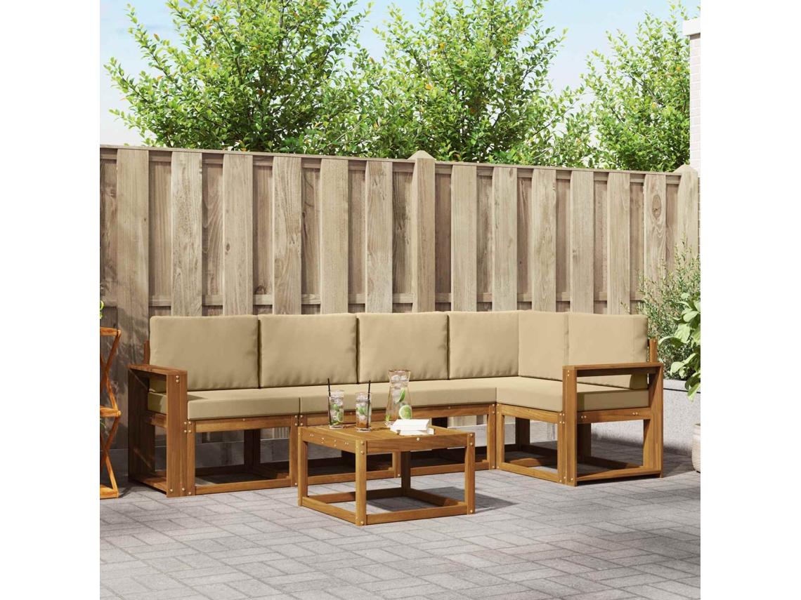 Vidaxl Conjunto De Sofás Para Exterior 6 Unid. Natural E Bege