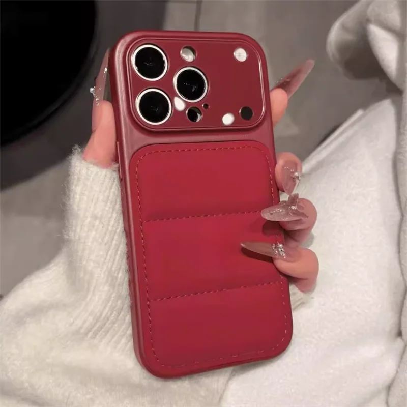 Capa Para Celular (iphone 16 Vermelho) Com Padrão Ondulado, Feita De Material Pc.