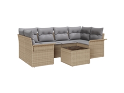 Conjunto 7 Móveis De Jardim Vidaxl Bege Vime Pe (55 X 55 X 37 Cm)