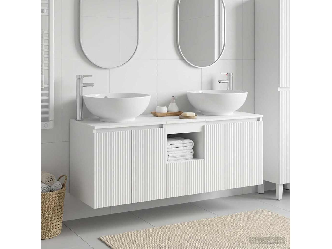 Vidaxl Conjunto De Armários Para Banheiro 3 Unid. Branco