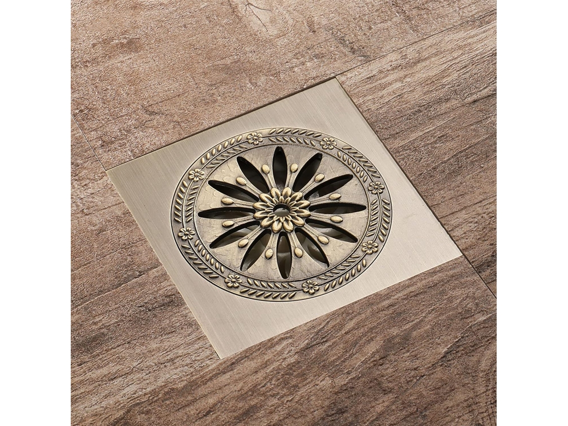Ralo de Chuveiro em Latão, com Filtro Anti odor, 10x10cm AQUAFORGE