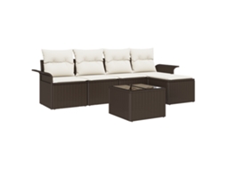 Conjunto 6 Sofá Moderno Para Exterior Vidaxl Castanho Vime Pe (55 X 55 X 37 Cm)