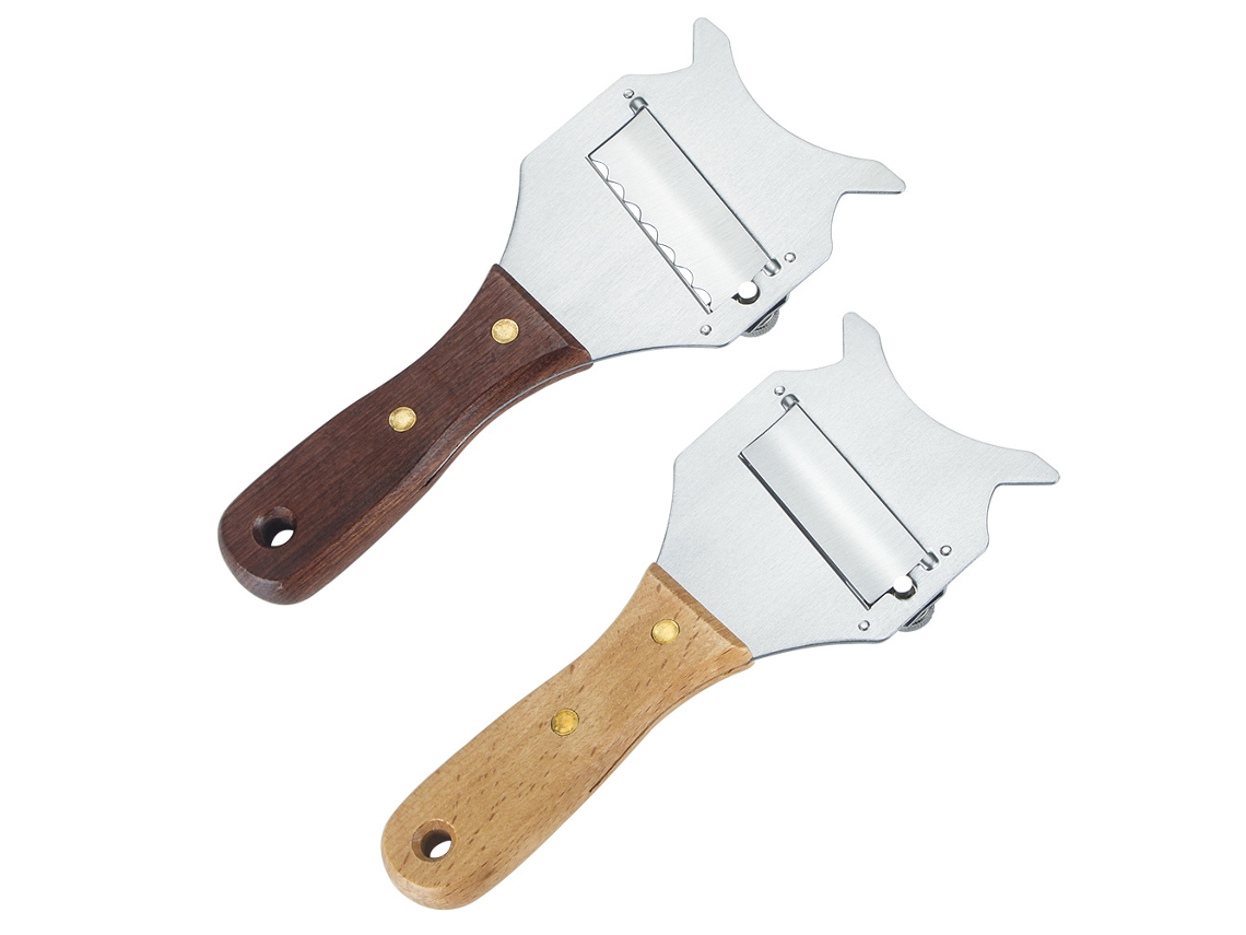 Conjunto De 2 Raladores Aço Inox Para Chocolate, Trufas E Queijo, Com Cabo Madeira, Utensílios Cozinha. Aquaforge