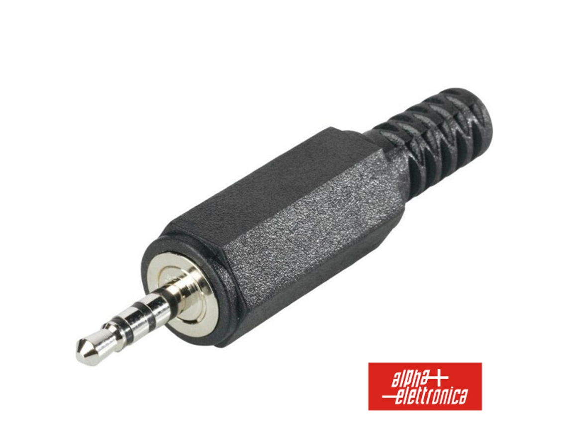 Conector Jack de 2,5 mm Macho para Vídeo com 4 Pinos e Proteção para Soldagem