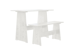 Vidaxl Mesa De Jantar Com Banco Reine Pinho Maciço Branco