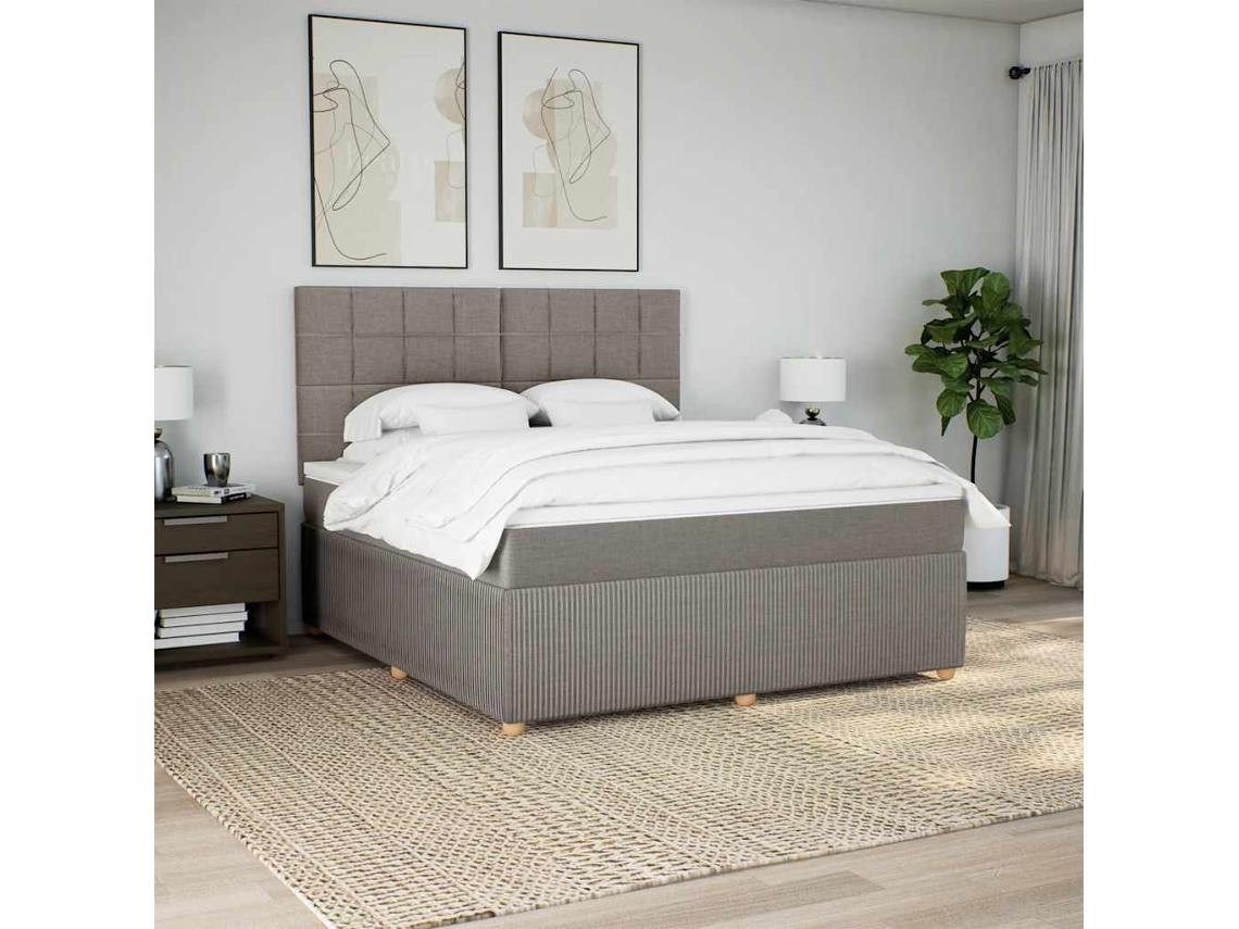 Vidaxl Cama Com Molas/colchão 180x200 Cm Tecido Castanho-acinzentado