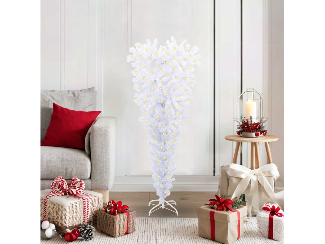 Vidaxl Árvore De Natal Artificial Com 150 Leds Branco 120 Cm Pvc E Aço
