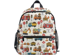 Mochila Infantil Colorida Com Estampa De Caminhão Construção Da Mnsruu Escolar Para Meninos E