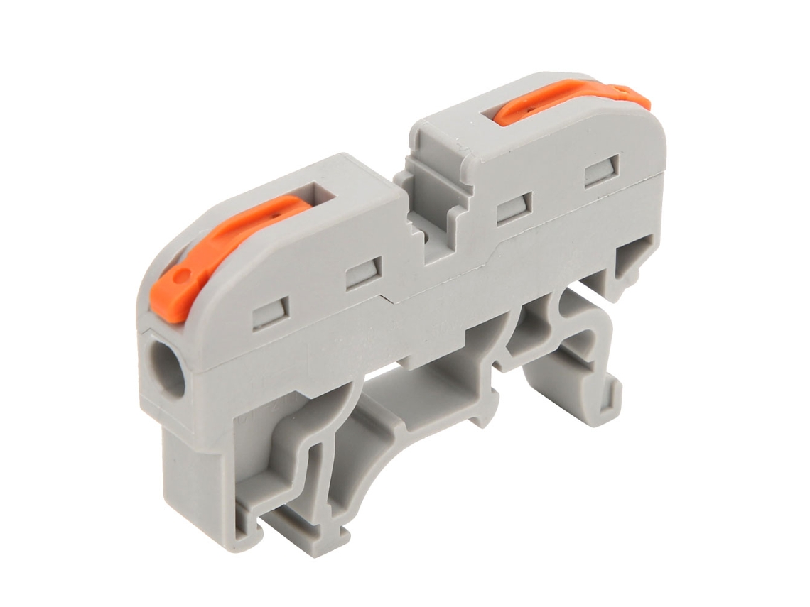 Terminal Block Pct-211 Universal Com 10 Unidades, Rail-type, 11~28awg, Com Buraco, Cinza