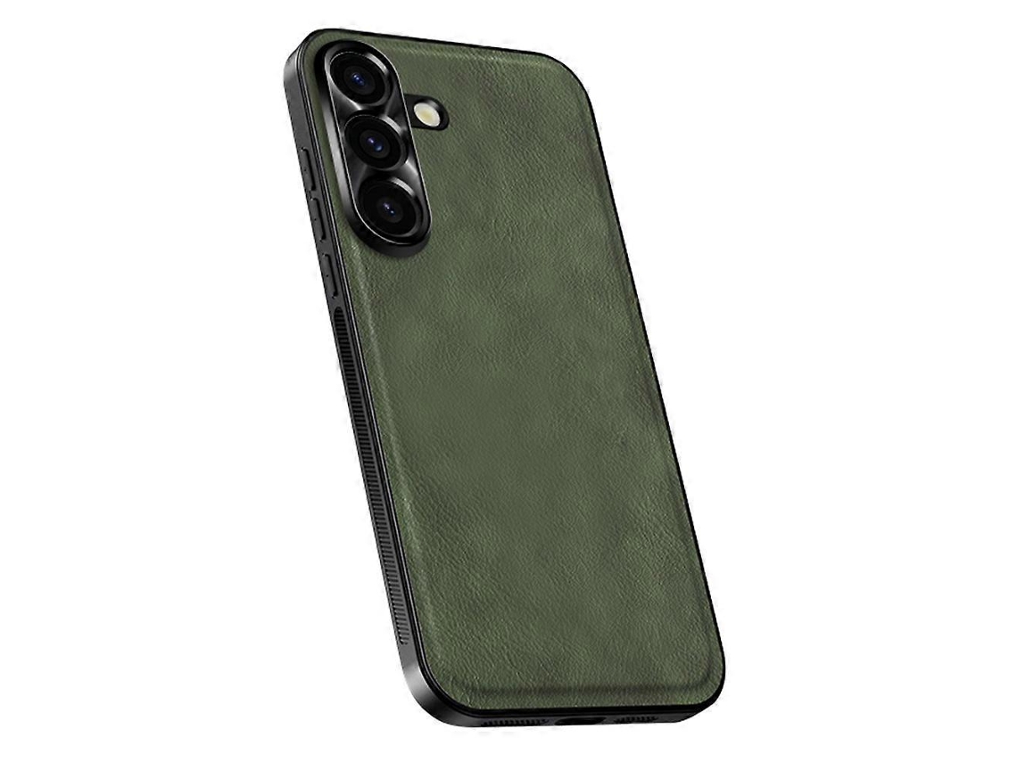 Capa Traseira De Pu Tpu Pc Para Samsung Galaxy S24 Fe Da Tkdaddy Com Armação De Lente De Metal Verde