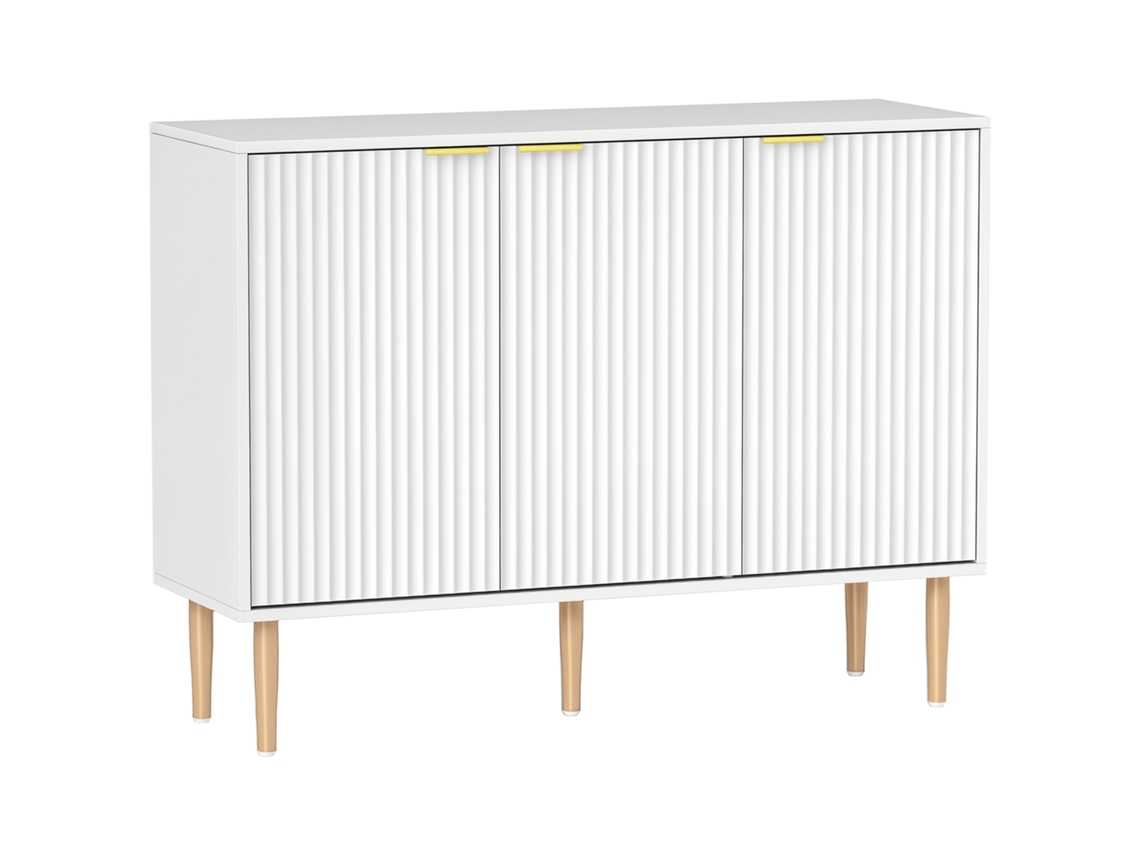 Aparador De Sala De Estar Com Prateleira Ajustável Móvel Para Tv Para Quarto Sala De Estar 107x35x80 Cm Branco