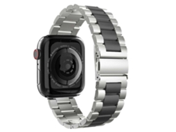 Bracelete Aço Inoxidável Adaptável Cinzento e Preto para Apple Watch Series 7 41Mm