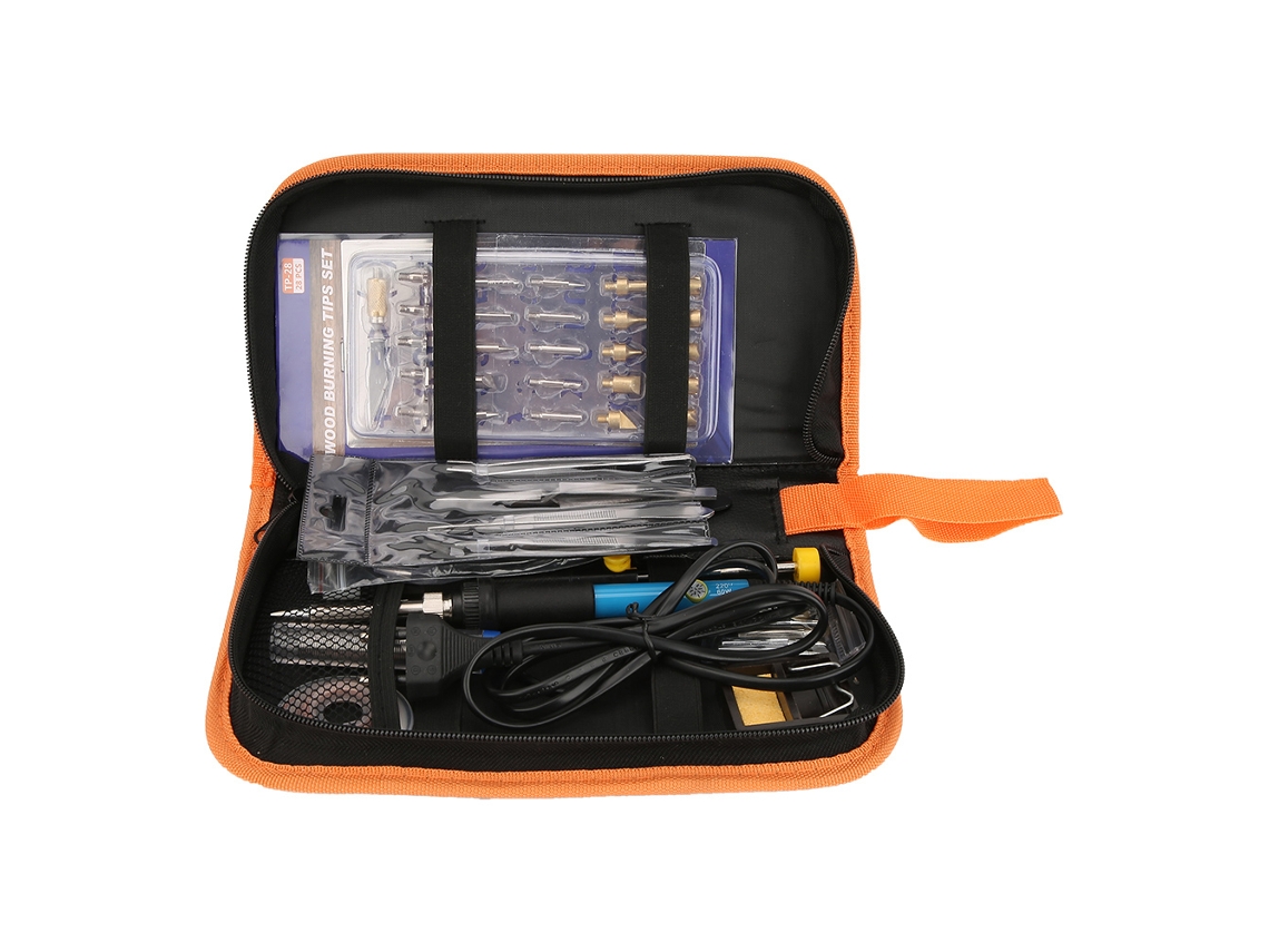 Kit De Punta De Hierro Para Quemado De Madera 60w Europeo Com 50 Peças De Ferramentas De Pirografia E Solda