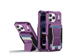Capa Para Iphone 17 Pro Max Híbrido Carteira Slot Cartão Roxo Czhhmart