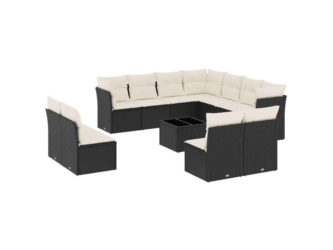 Garden Sofa Set, Garden Sofa Sets Vidaxl Preto Rattan / Vime (n/a)
