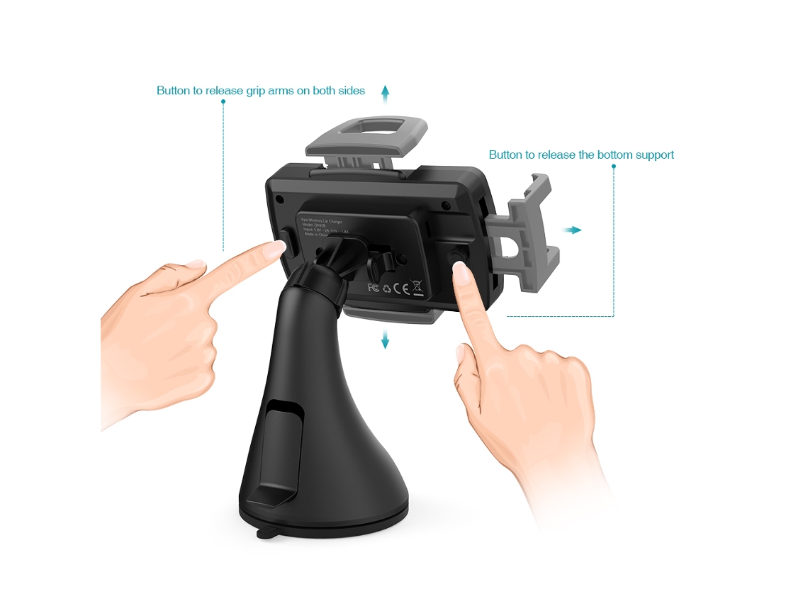 Carregador sem fio rápido 10W para carro Dodocool, com suporte de ventilador e sucção, compatível com Qi S/MARCA