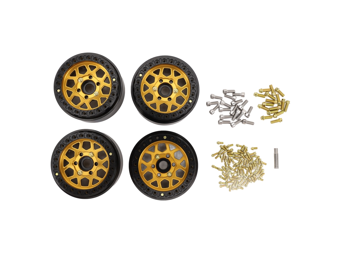 Mali 4pcs Cubos de Roda Rc de 1.9 Polegada Aço Alumínio Beadlock para Carro Escala 1/10 Buracos Pentagonais Triangulares