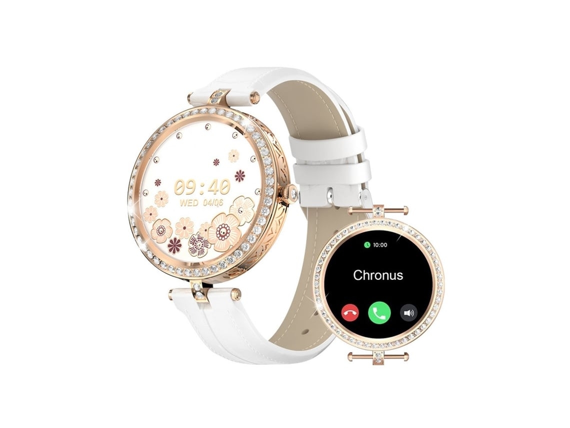 Função de Chamada Bluetooth Do Smartwatch e Mostrador de Flores para Saber As Horas Ios/Android Branco