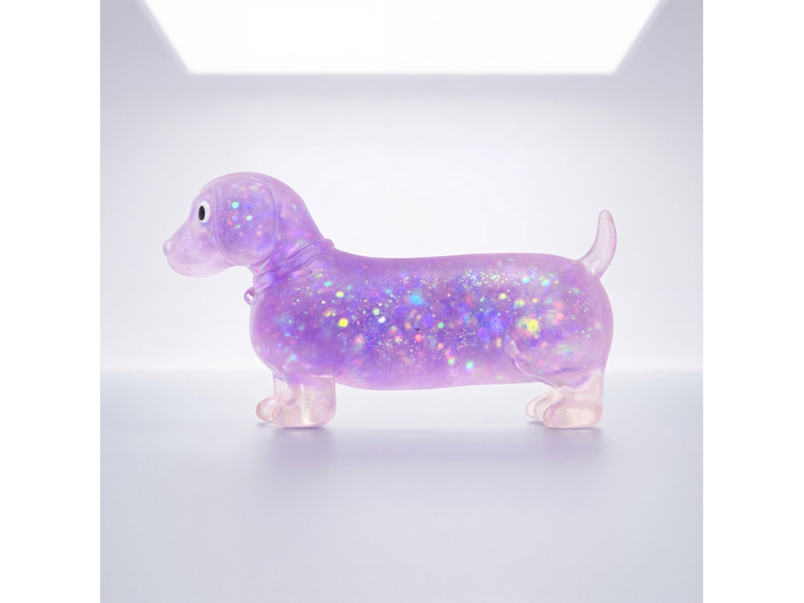 Brinquedo Squeaky Cachorro Salsicha Roxo Brilhante
