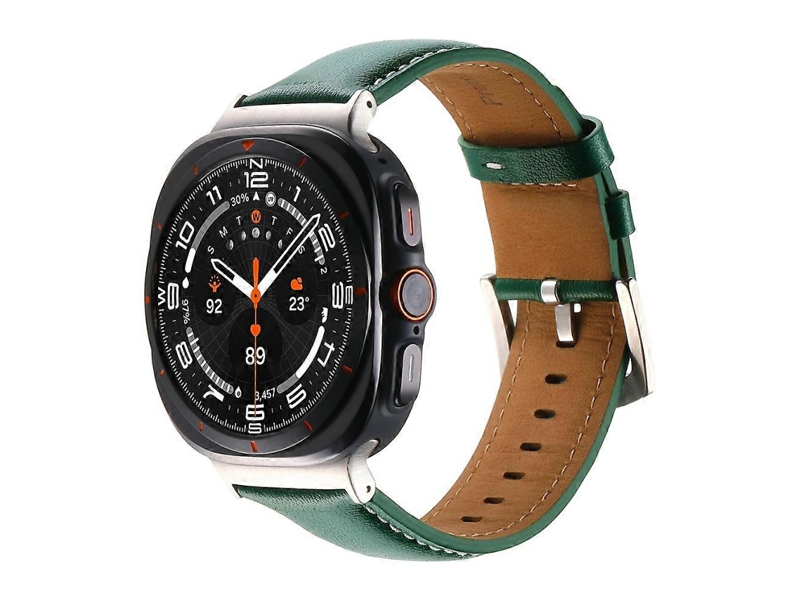 Pulseira De Couro Lisa Para Samsung Galaxy Watch Ultra 47mm