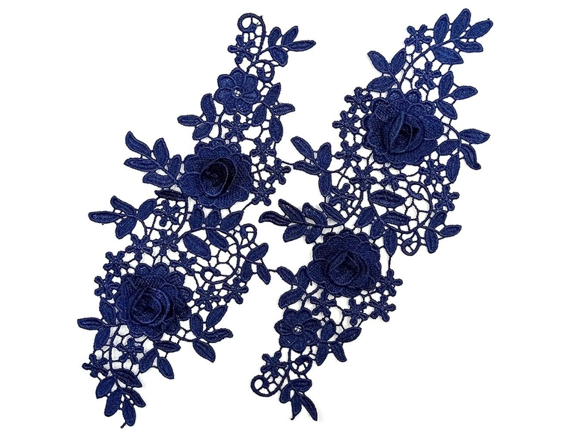 Par De Patches De Bordado Costure Em Patches Azul Escuro Slowmoose
