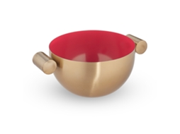 Tigela de Servir RELAXDAYS, Inox, Tigela Redonda para Cozer e Servir, Vários Tamanhos, Dourada/vermelha