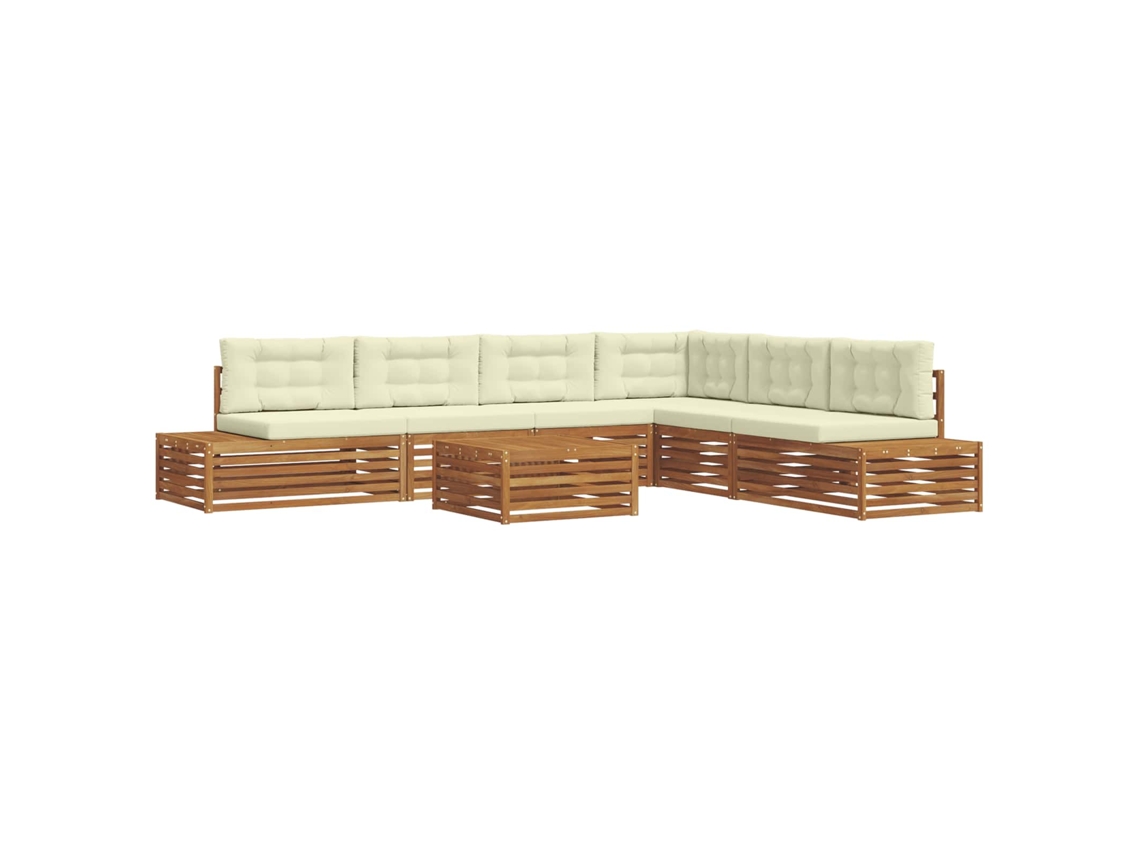 Maison Exclusive - Conjunto De Sofás Para Exterior 7 Peça Natural E Creme