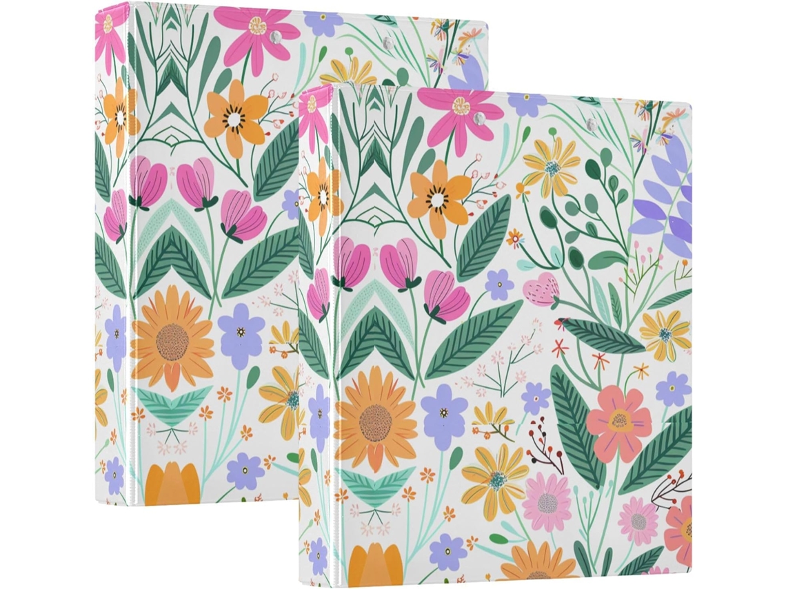 Pasta De Desenho Com Estampa Floral Colorida 3, 8cm Com Prancheta, Pacote Com 1 2 Pastas Escritório, 200 Folhas