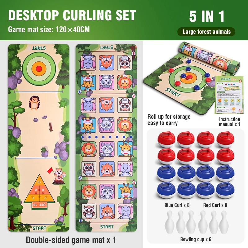 Jogo de Curling Interativo de Mesa para Pais e Filhos, Ideal para Uso Interno e como Presente para Crianças. MDUG (verde)