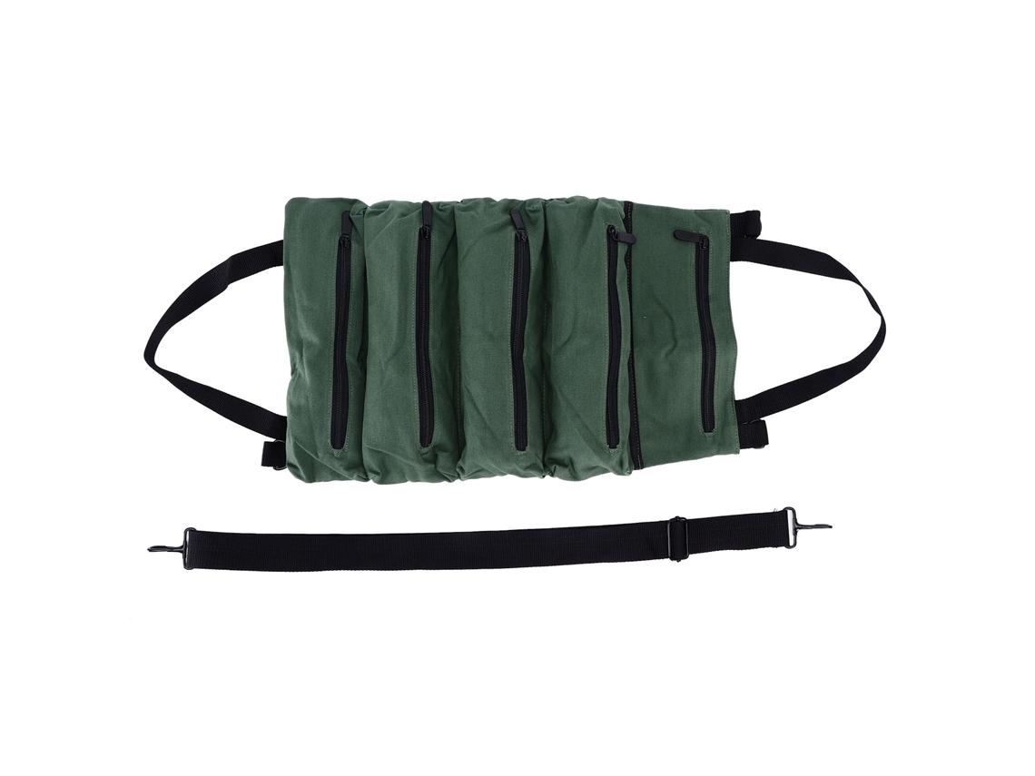 Bolsa Enrollável De Ferramentas De Tela, Organizador Portátil Com 5 Bolsos Zipper, Resistente À Água E Multiferramenta