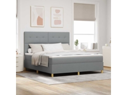 Vidaxl Cama Box Com Cabeceira Cinzento-claro 180 X 200 Cm Tecido