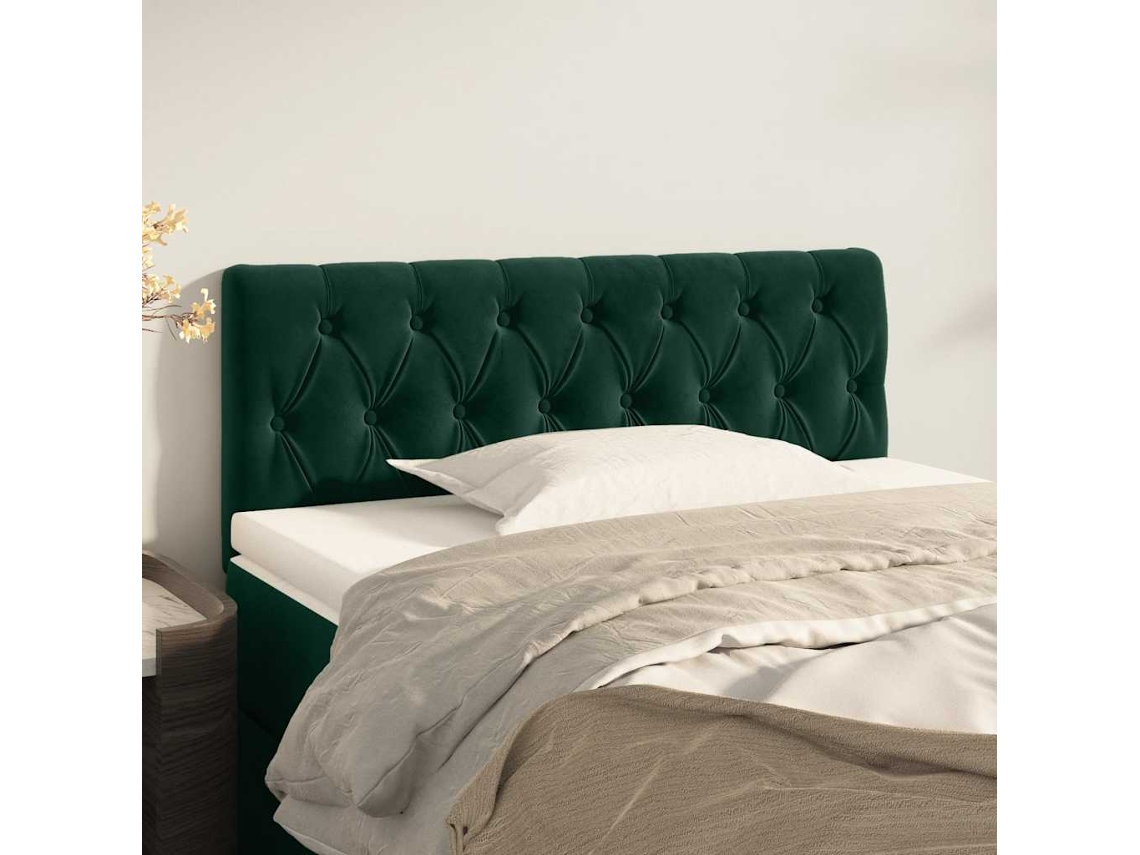 Vidaxl Cabeceira De Cama Veludo 100x7x78/88 Cm Verde-escuro