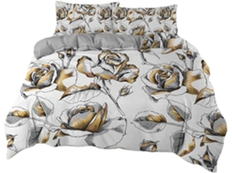Capa de Edredom com Estampa Rosas em Microfibra Fronha 260 X 230 Cm, 140 200 Cm 140 X 200 Cm