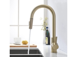 Grifo De Cozinha Dourado Mate 2025 Com Spray Retrátil Giratório 360 Graus Misturador Resistente Economia De Água