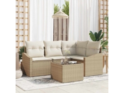 Vidaxl Conjunto De Sofá De Jardim 5 Unid. Bege E Creme Vime Pe