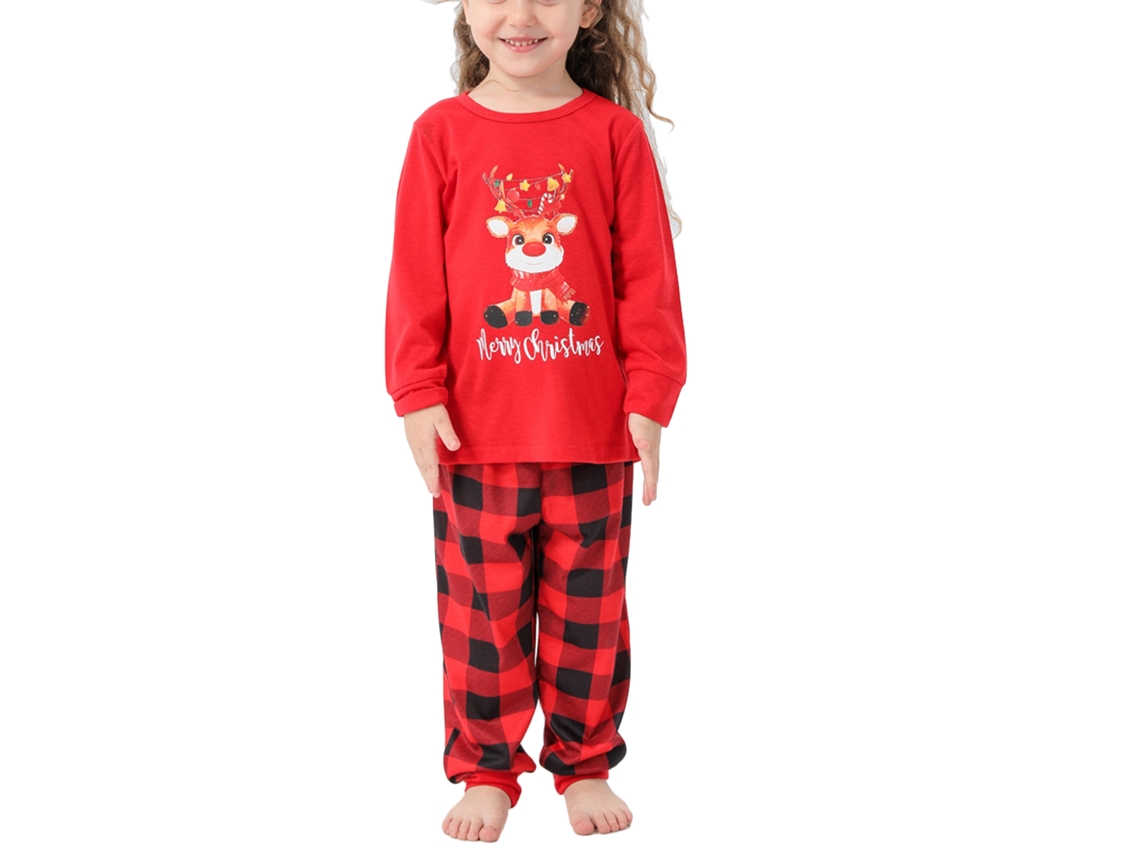 Pijamas Navideños Familiares Com Estampados De Animais E Quadros Suaves Para Crianças 4-5a