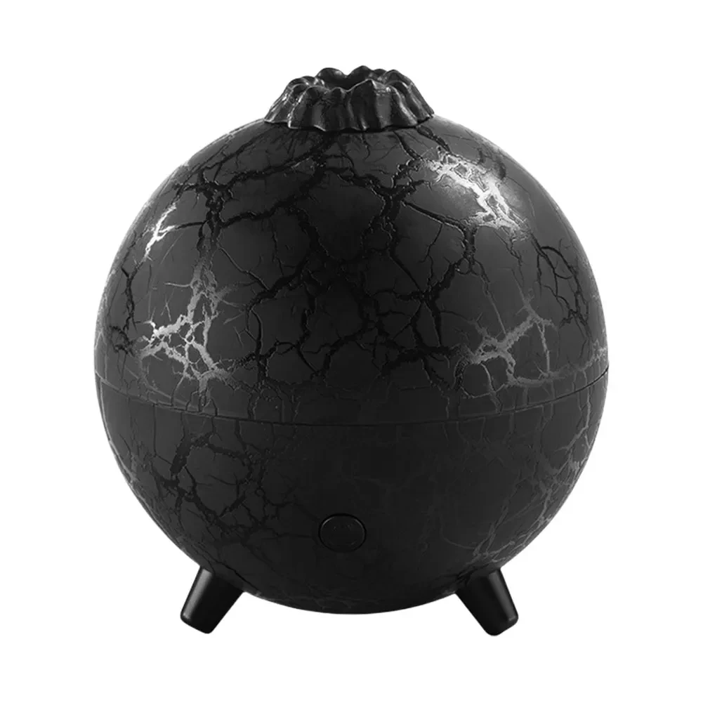 Umidificador De Aromas Com Chama Vulcânica (preto) De 200ml Com 7 Cores De Chama.