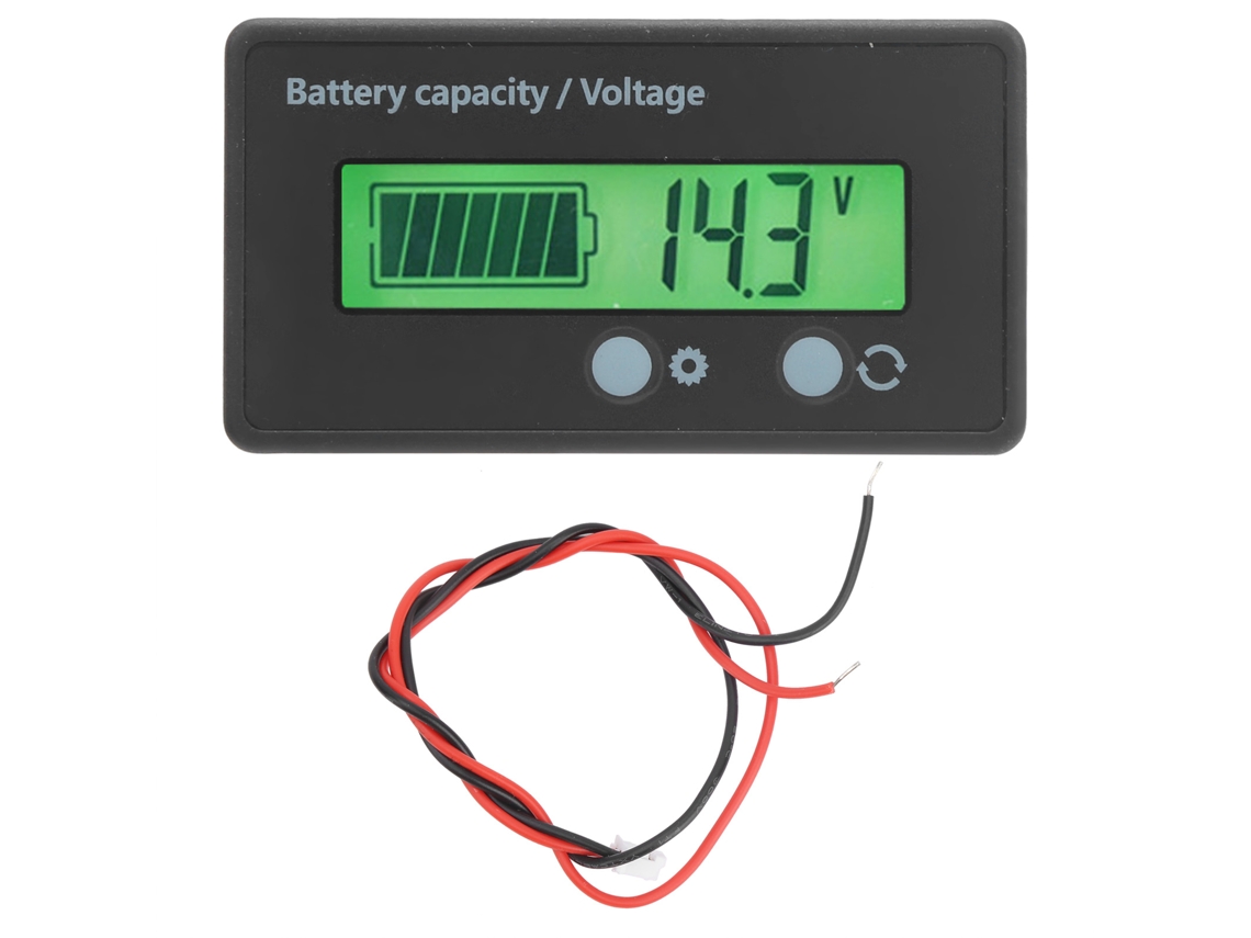 Indicador De Capacidade De Bateria Voltímetro Lcd 10-100v Com Luz De Fundo Verde