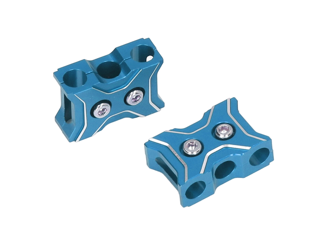 2 peças de organizador de cabos para carro RC: braçadeira de cabo requintada e leve em liga de alumínio para motor, bateria e controle remoto - Azul