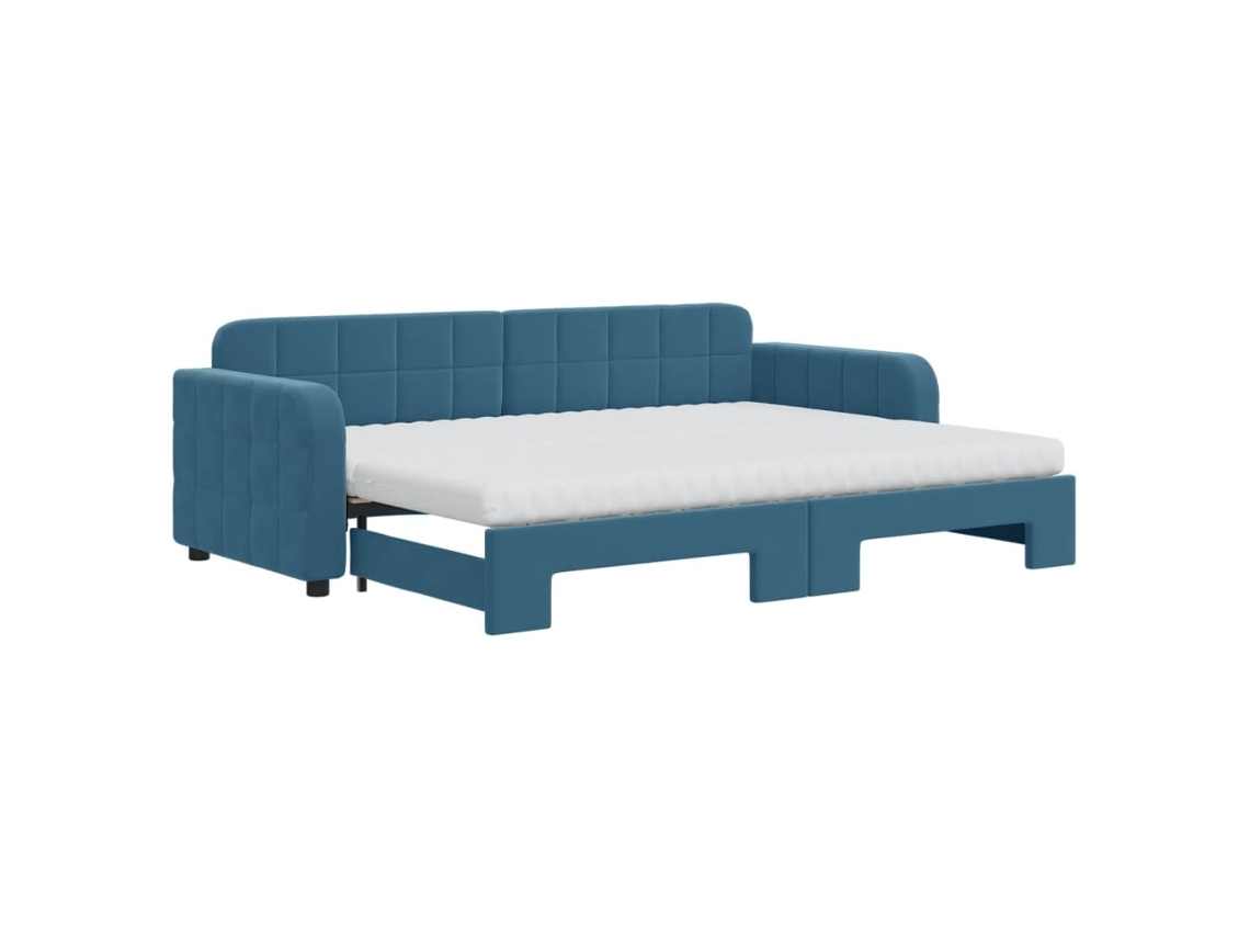 Sofá-cama com gavetão VIDAXL Azul Veludo (80x200 cm)