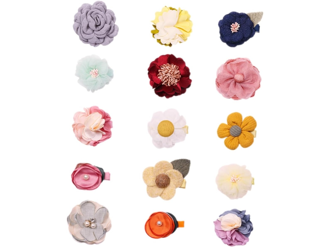 Conjunto De 15 Presilhas De Cabelo Florais Para Mulheres - Acessórios Decorativos